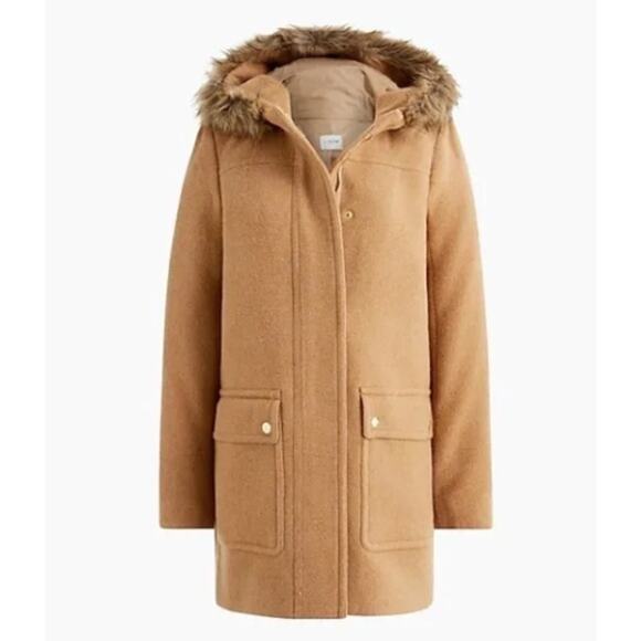 J. CREW Vail Wool Blend Long Jacket Coat Parka in Tan J6178 // 12 - Picture 1 of 10